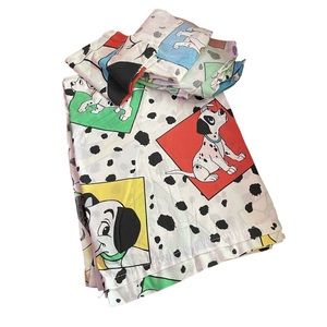 Vintage 90s 101 Dalmatian Twin Fitted Sheet, Top Sheet and Pillow Case